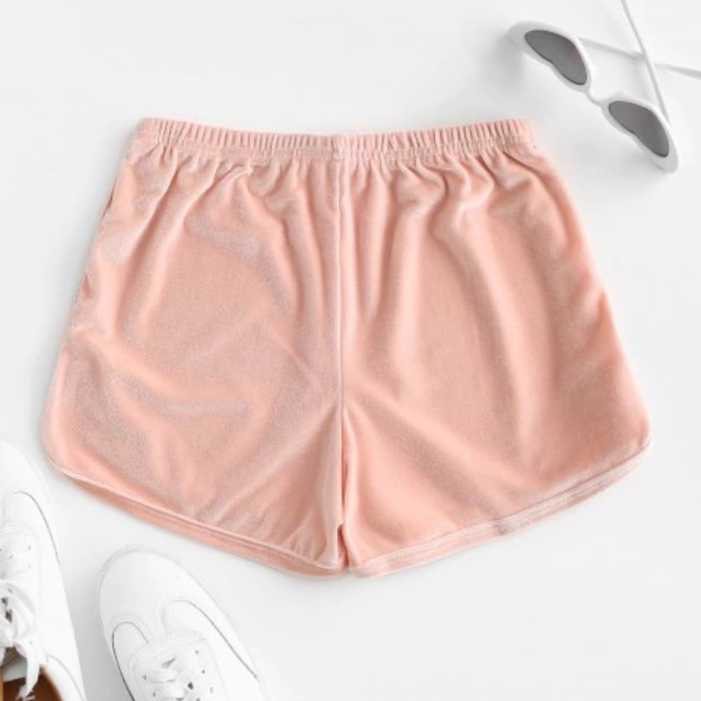 Pink velvet shorts